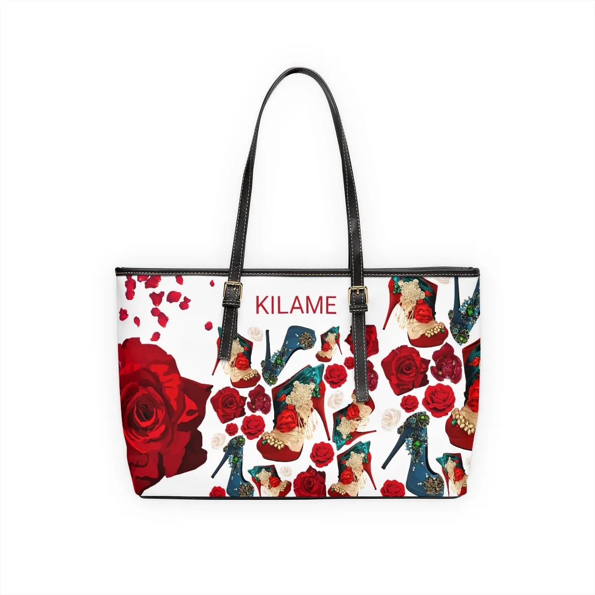 PU Leather Shoulder Bag 'Fiori rosso'