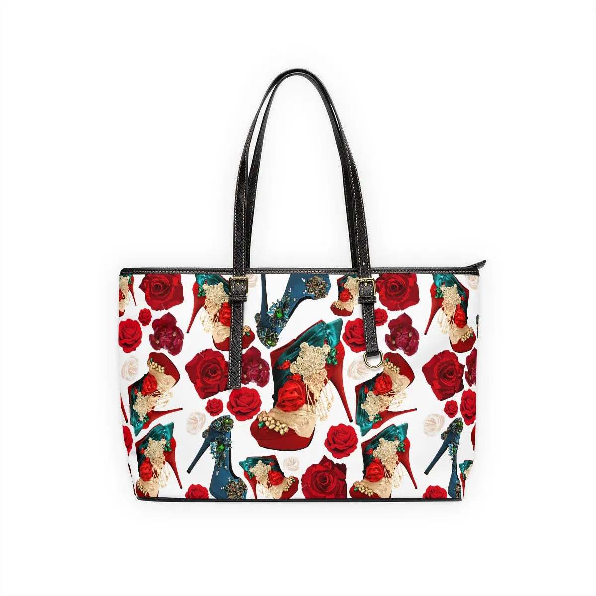 PU Leather Shoulder Bag 'Fiori rosso'