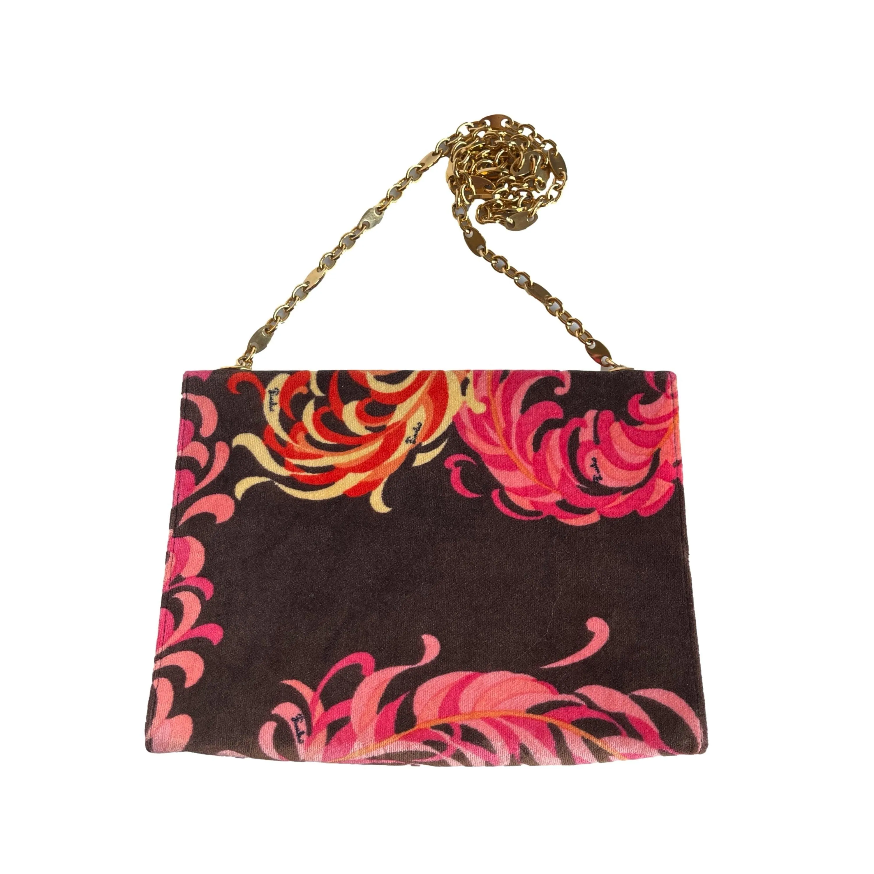 Pucci Pink Print Velvet Chain Bag