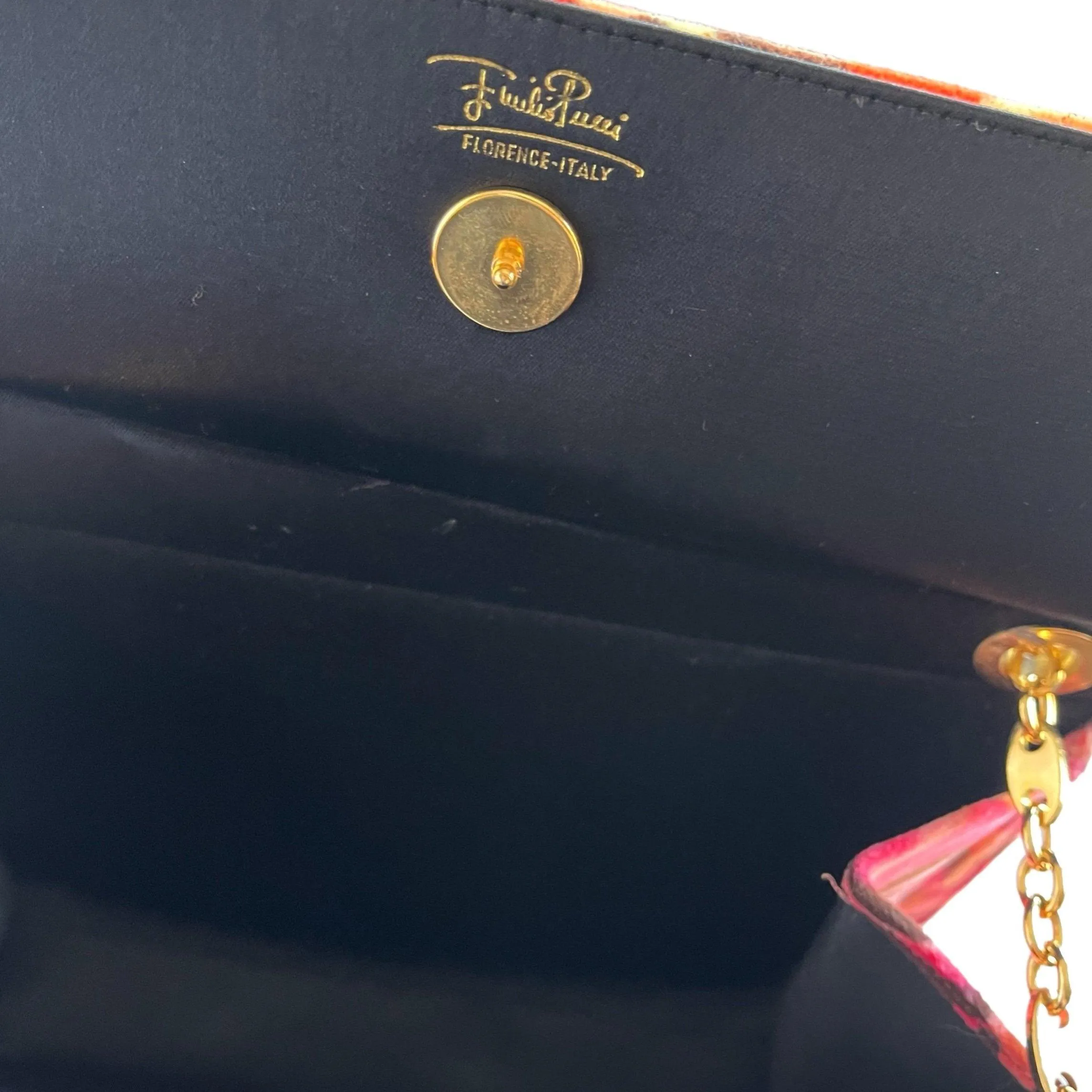 Pucci Pink Print Velvet Chain Bag
