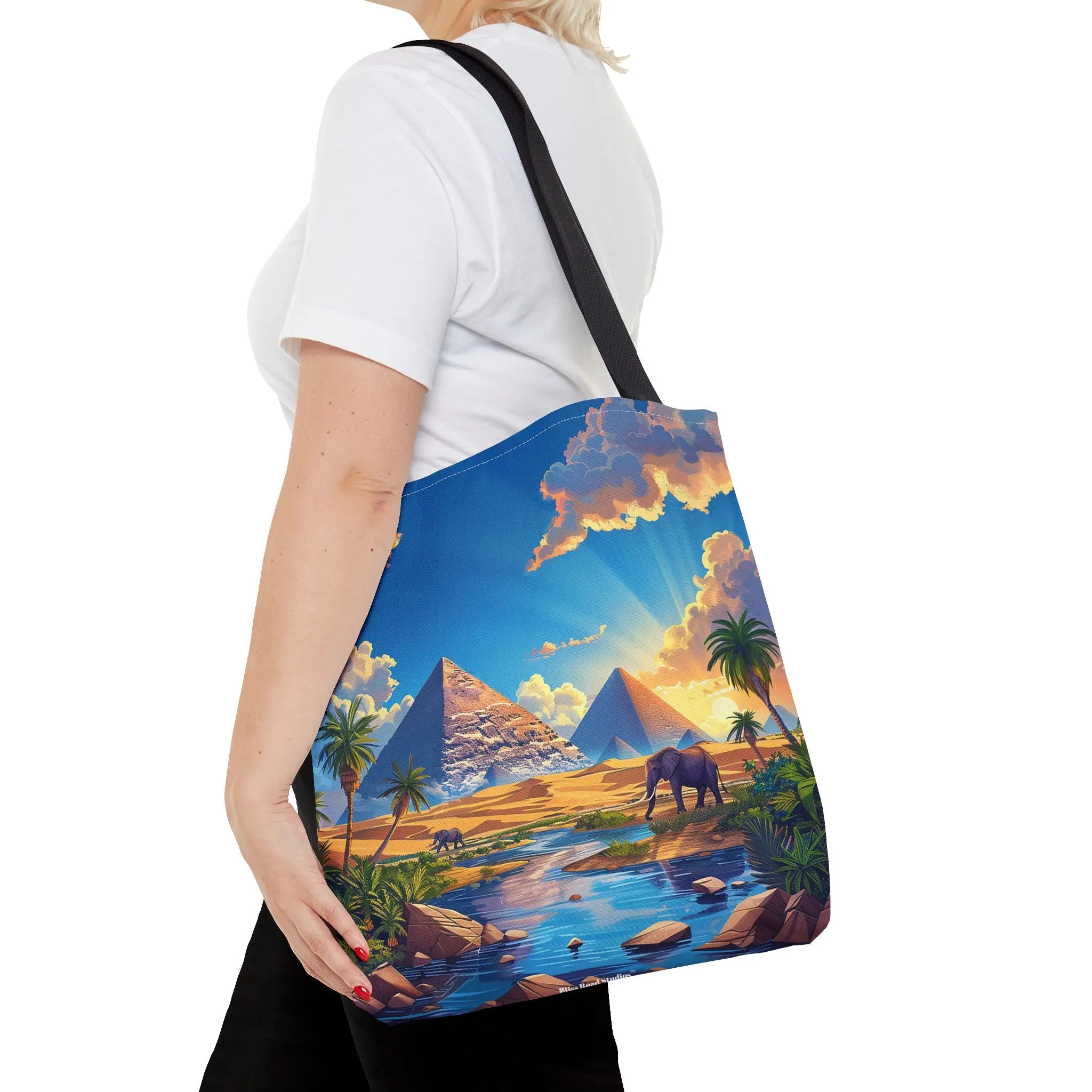 Pyramids of Giza Oasis Tote Bag - Ancient Wonders, Natural Serenity - All in One Bag! Available in 3 sizes.