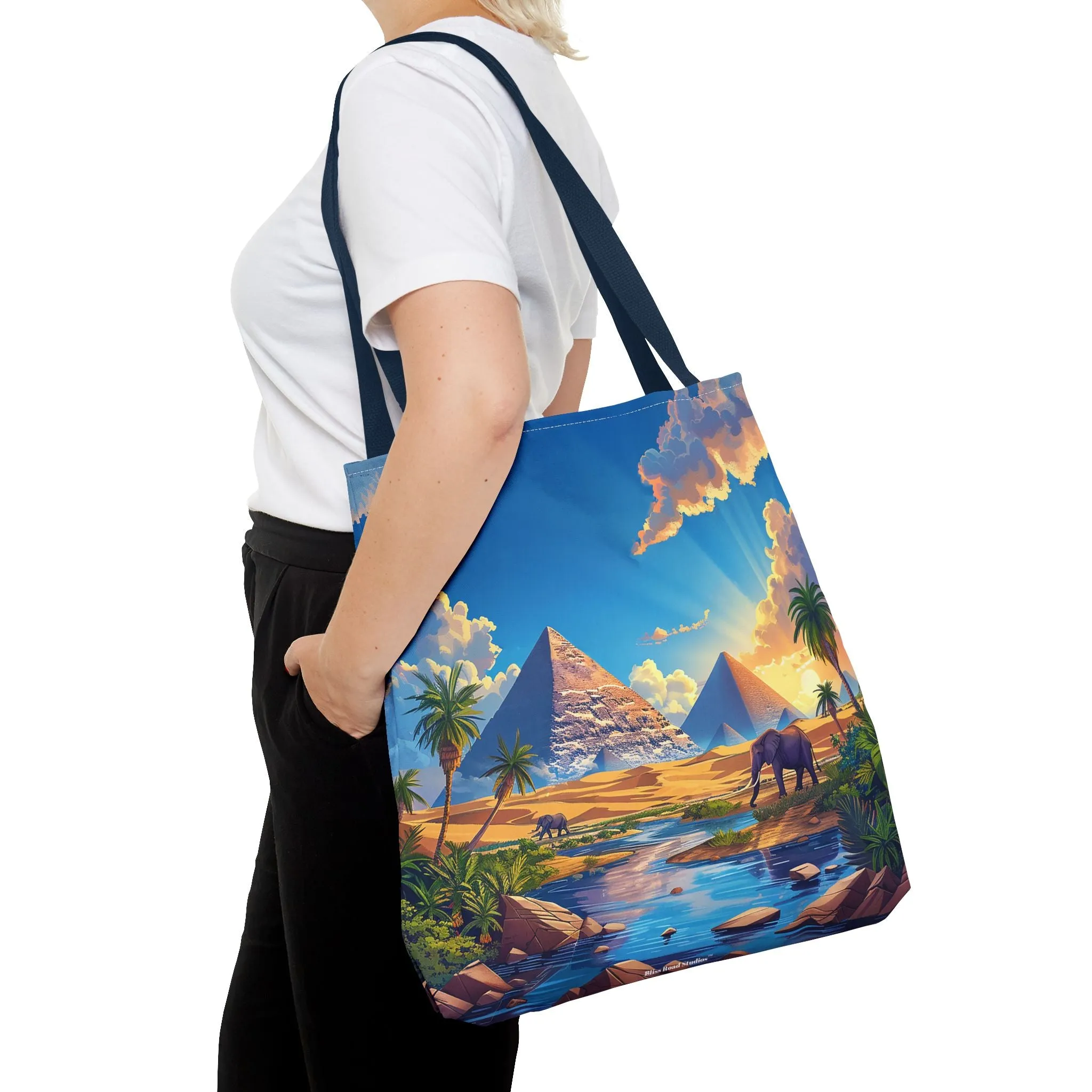 Pyramids of Giza Oasis Tote Bag - Ancient Wonders, Natural Serenity - All in One Bag! Available in 3 sizes.