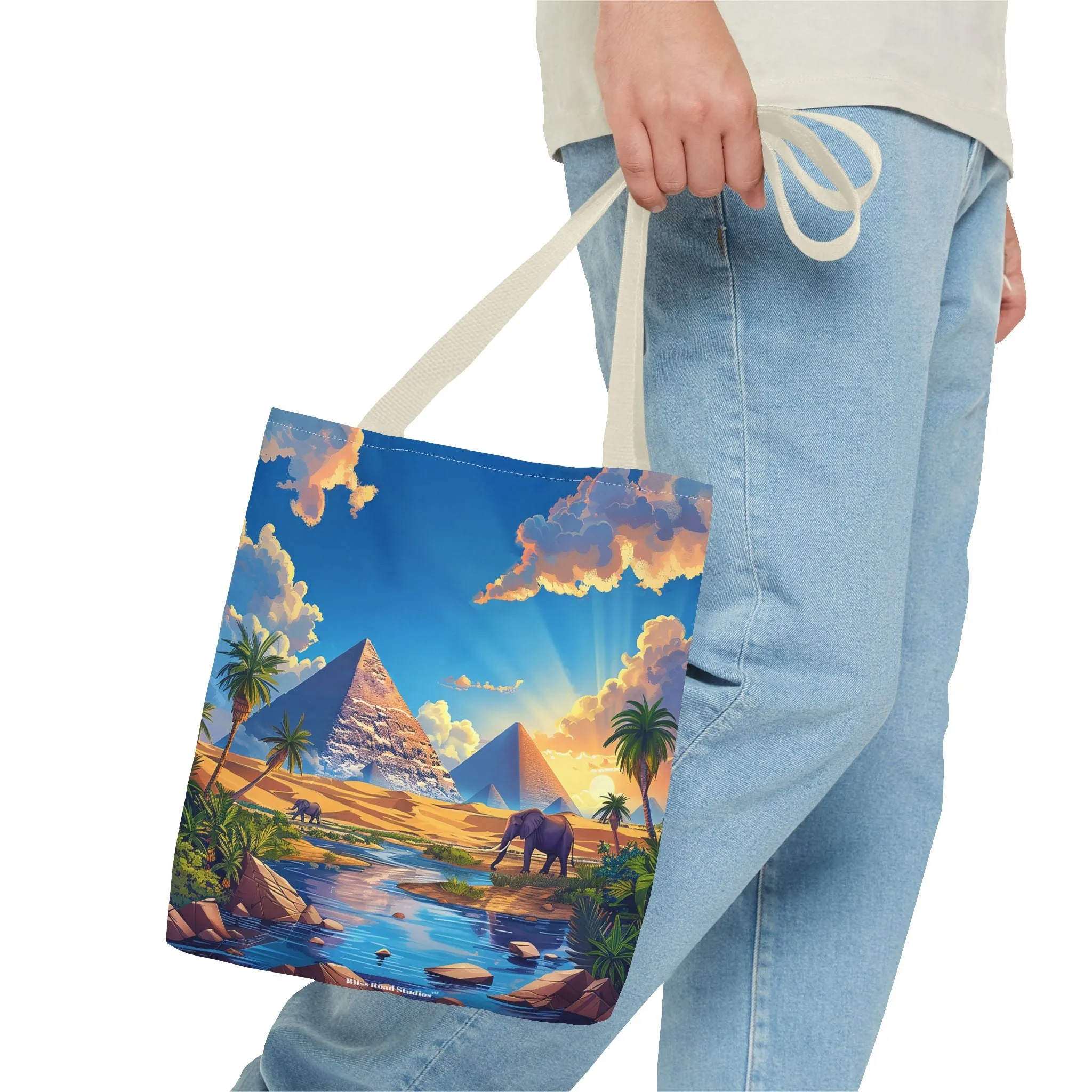 Pyramids of Giza Oasis Tote Bag - Ancient Wonders, Natural Serenity - All in One Bag! Available in 3 sizes.