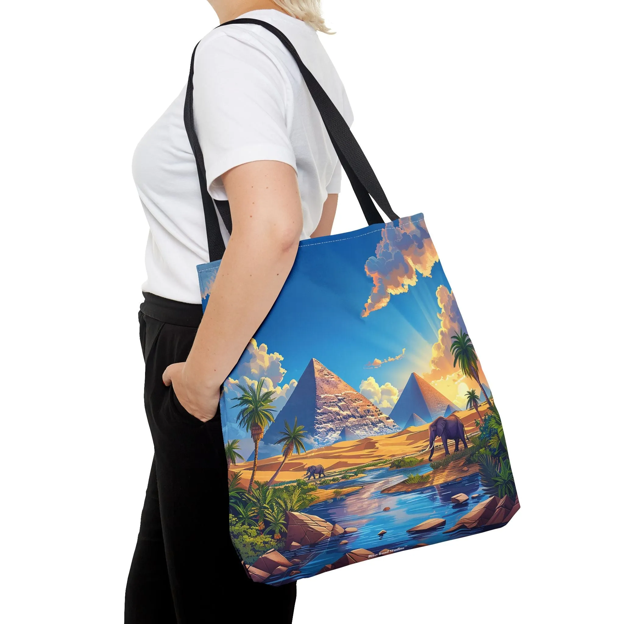 Pyramids of Giza Oasis Tote Bag - Ancient Wonders, Natural Serenity - All in One Bag! Available in 3 sizes.