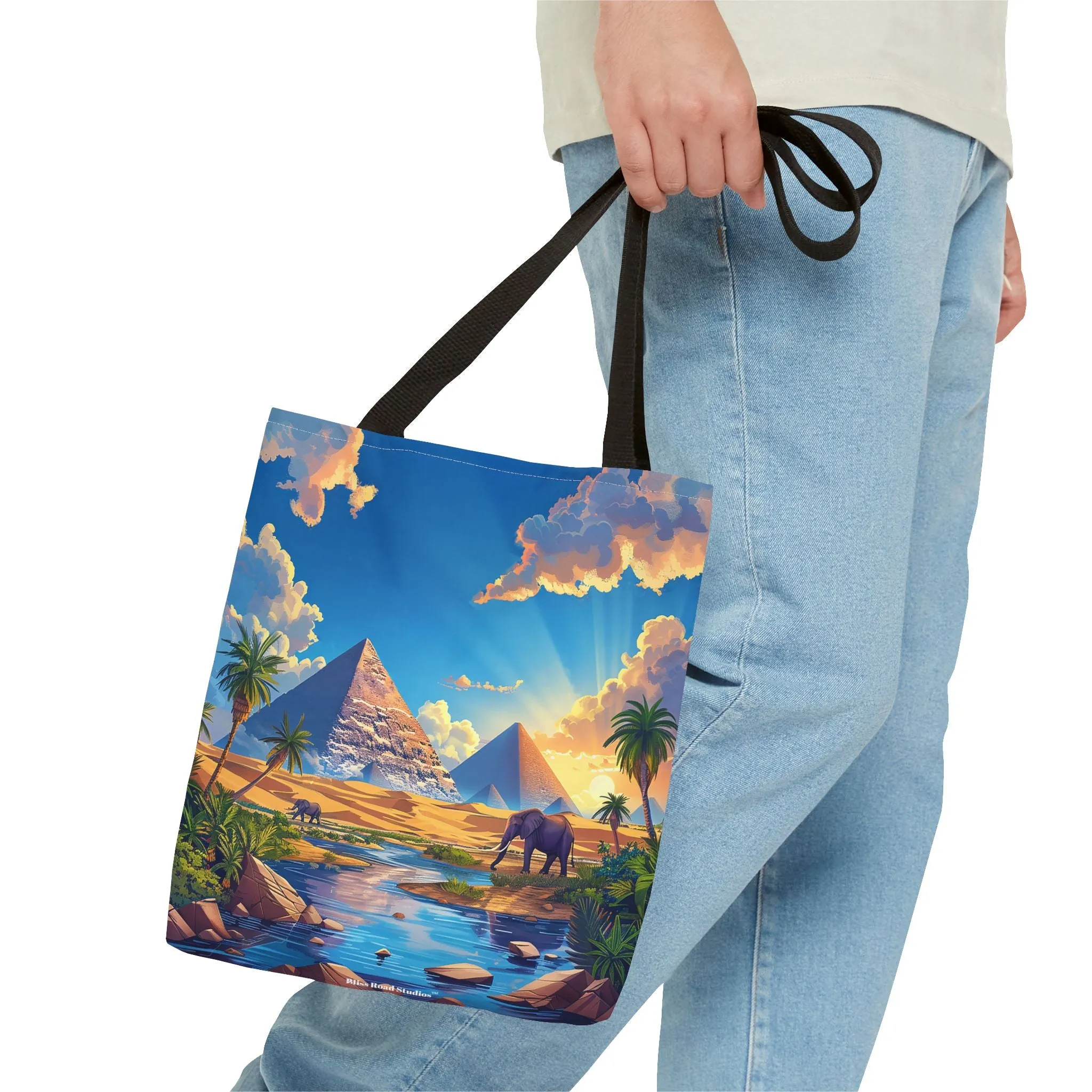 Pyramids of Giza Oasis Tote Bag - Ancient Wonders, Natural Serenity - All in One Bag! Available in 3 sizes.