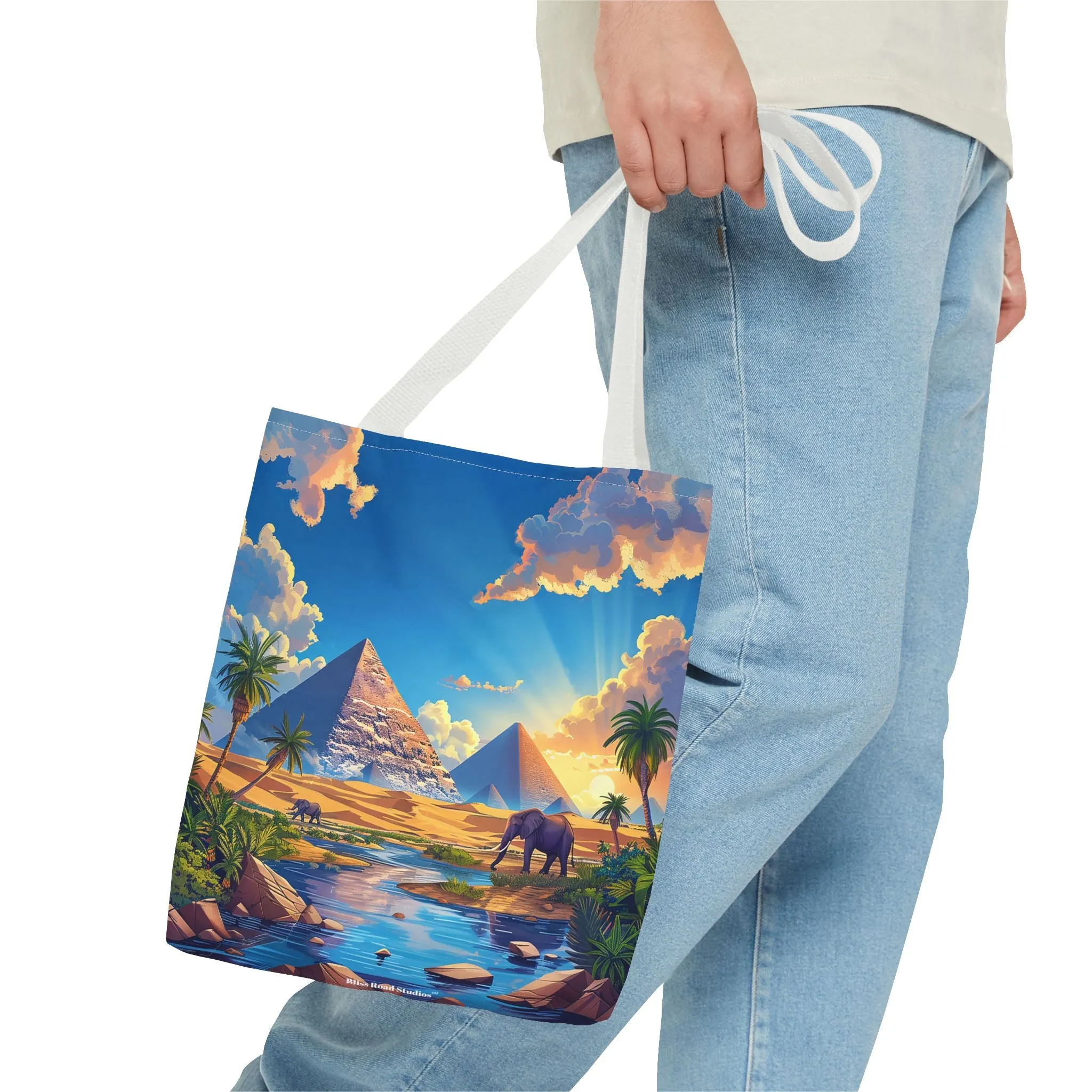 Pyramids of Giza Oasis Tote Bag - Ancient Wonders, Natural Serenity - All in One Bag! Available in 3 sizes.