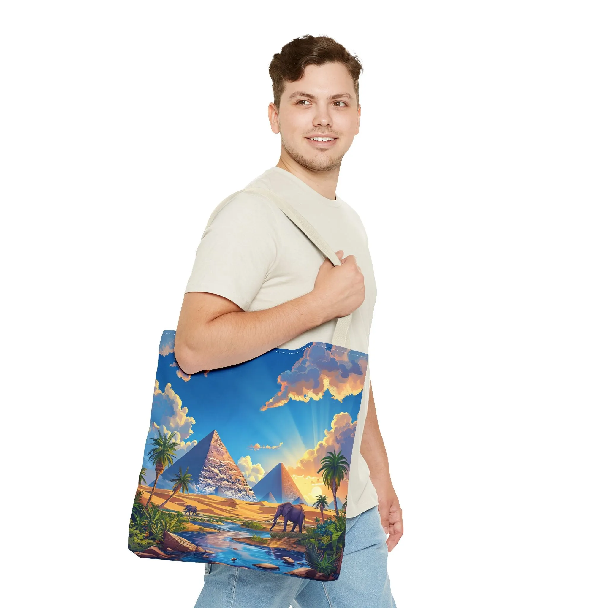 Pyramids of Giza Oasis Tote Bag - Ancient Wonders, Natural Serenity - All in One Bag! Available in 3 sizes.