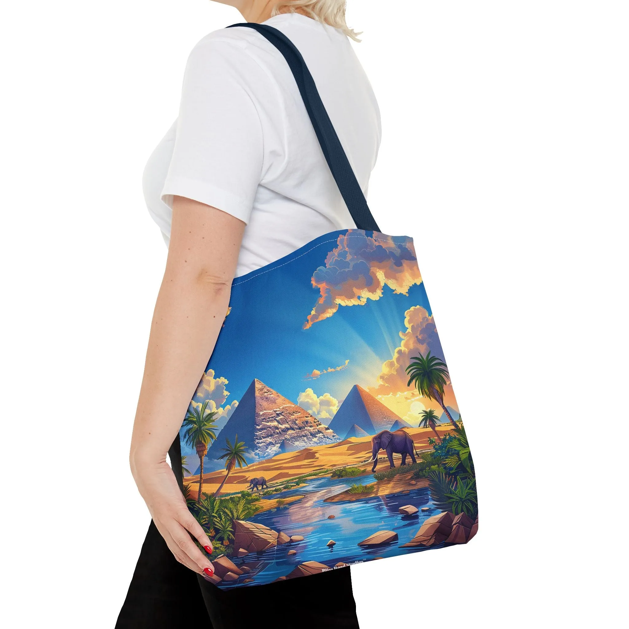 Pyramids of Giza Oasis Tote Bag - Ancient Wonders, Natural Serenity - All in One Bag! Available in 3 sizes.