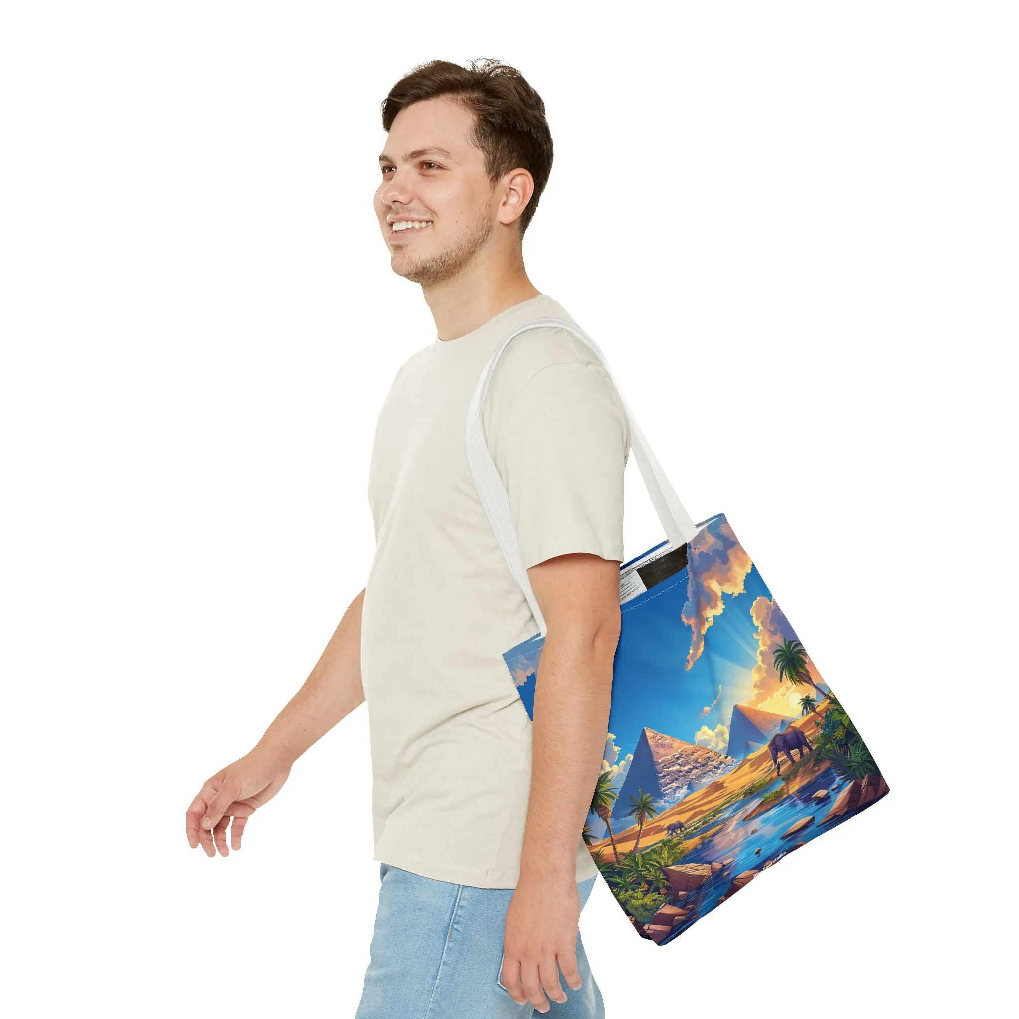 Pyramids of Giza Oasis Tote Bag - Ancient Wonders, Natural Serenity - All in One Bag! Available in 3 sizes.