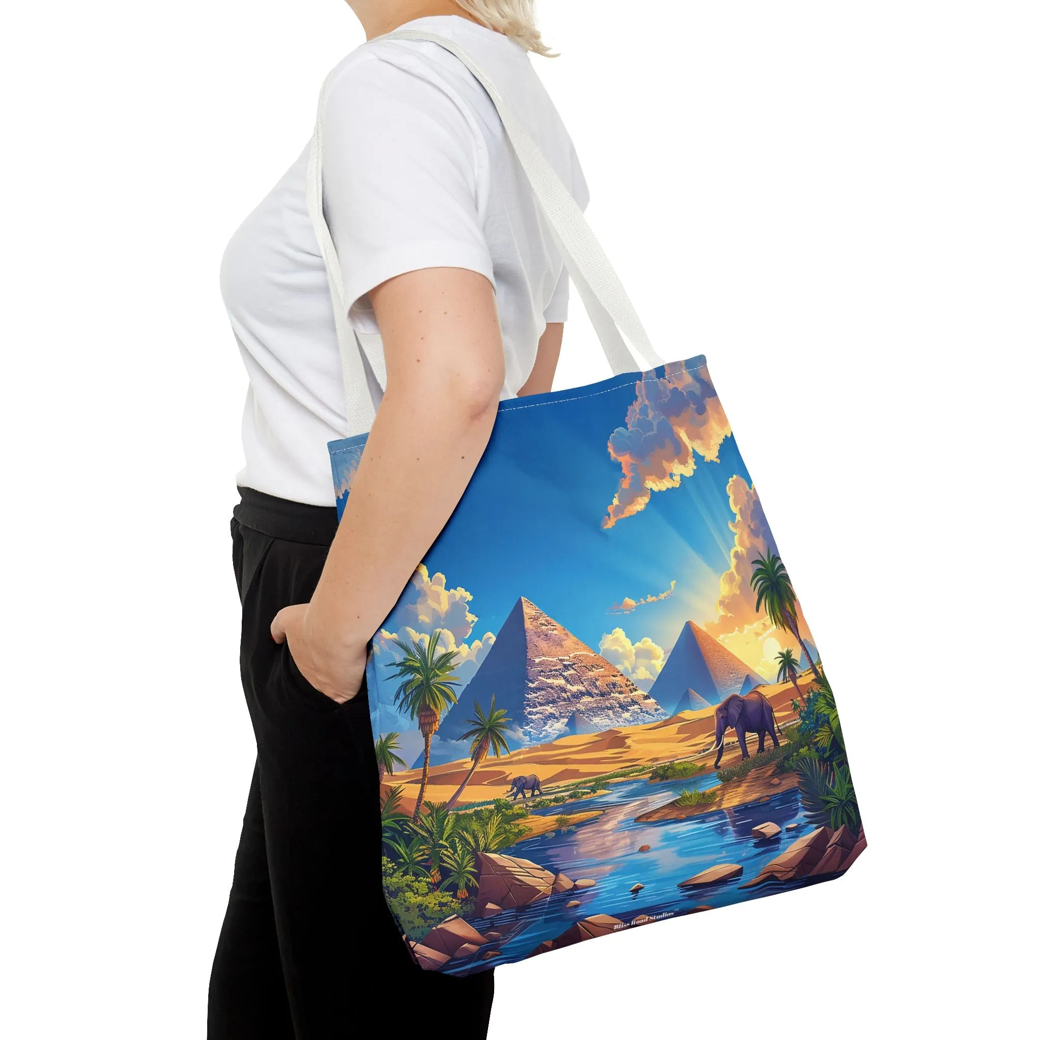 Pyramids of Giza Oasis Tote Bag - Ancient Wonders, Natural Serenity - All in One Bag! Available in 3 sizes.