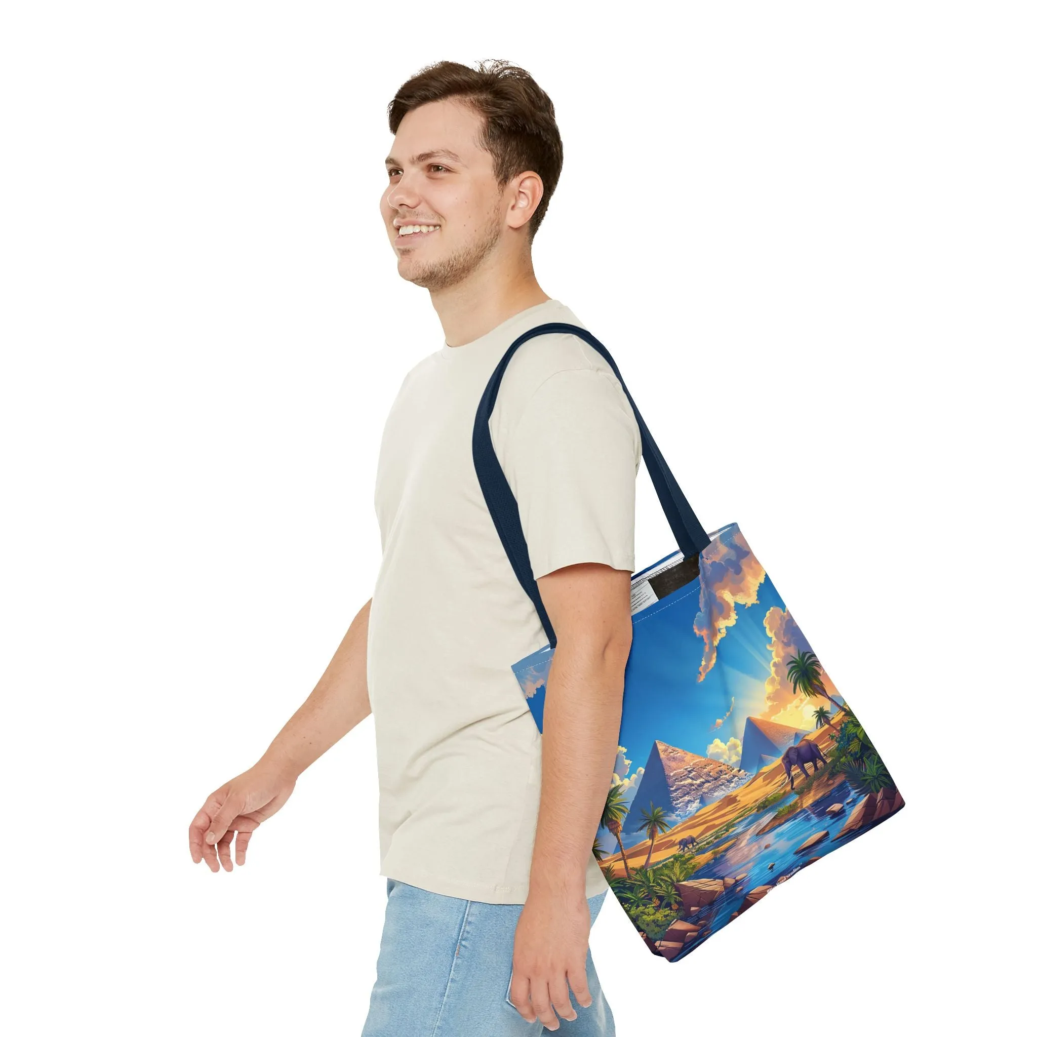 Pyramids of Giza Oasis Tote Bag - Ancient Wonders, Natural Serenity - All in One Bag! Available in 3 sizes.