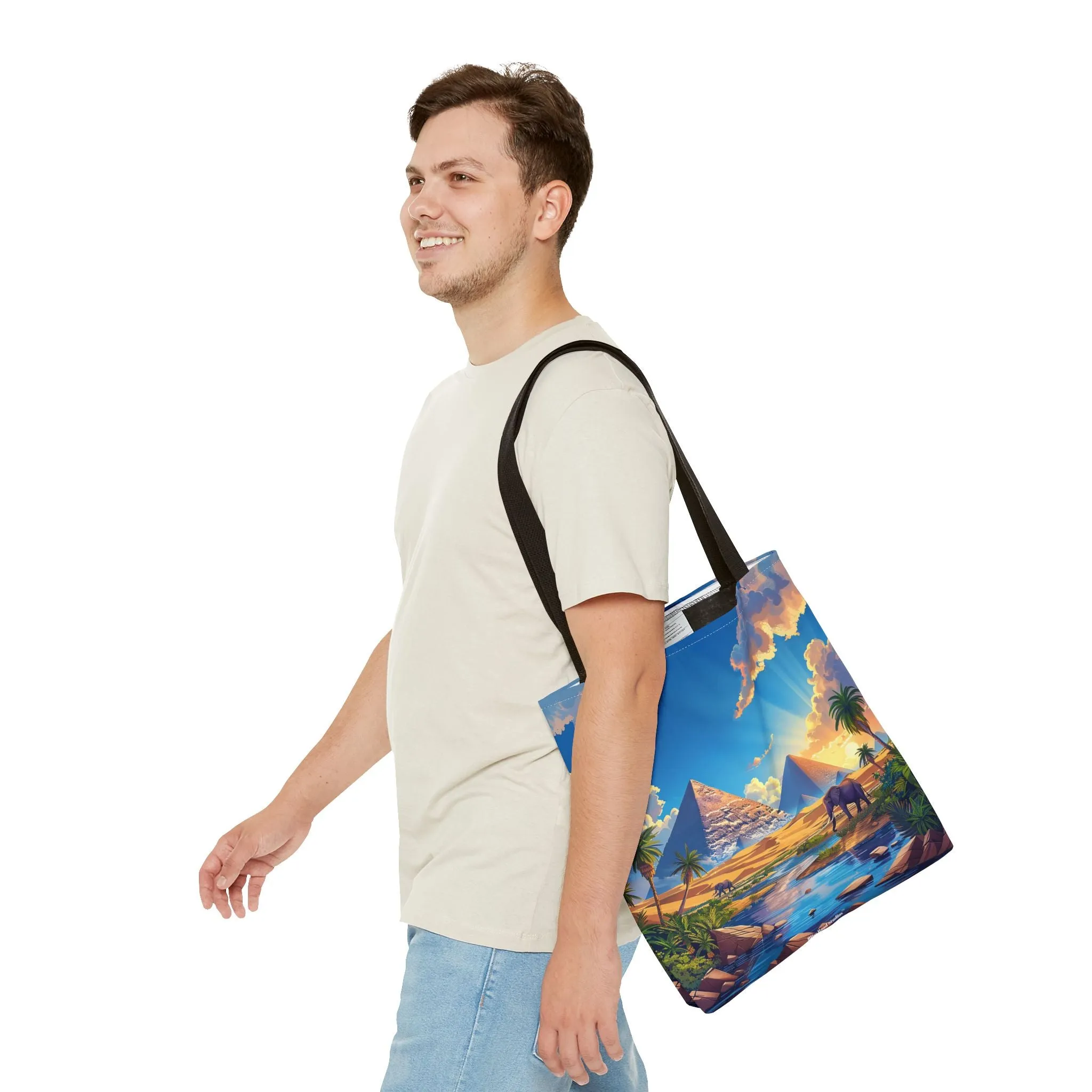 Pyramids of Giza Oasis Tote Bag - Ancient Wonders, Natural Serenity - All in One Bag! Available in 3 sizes.