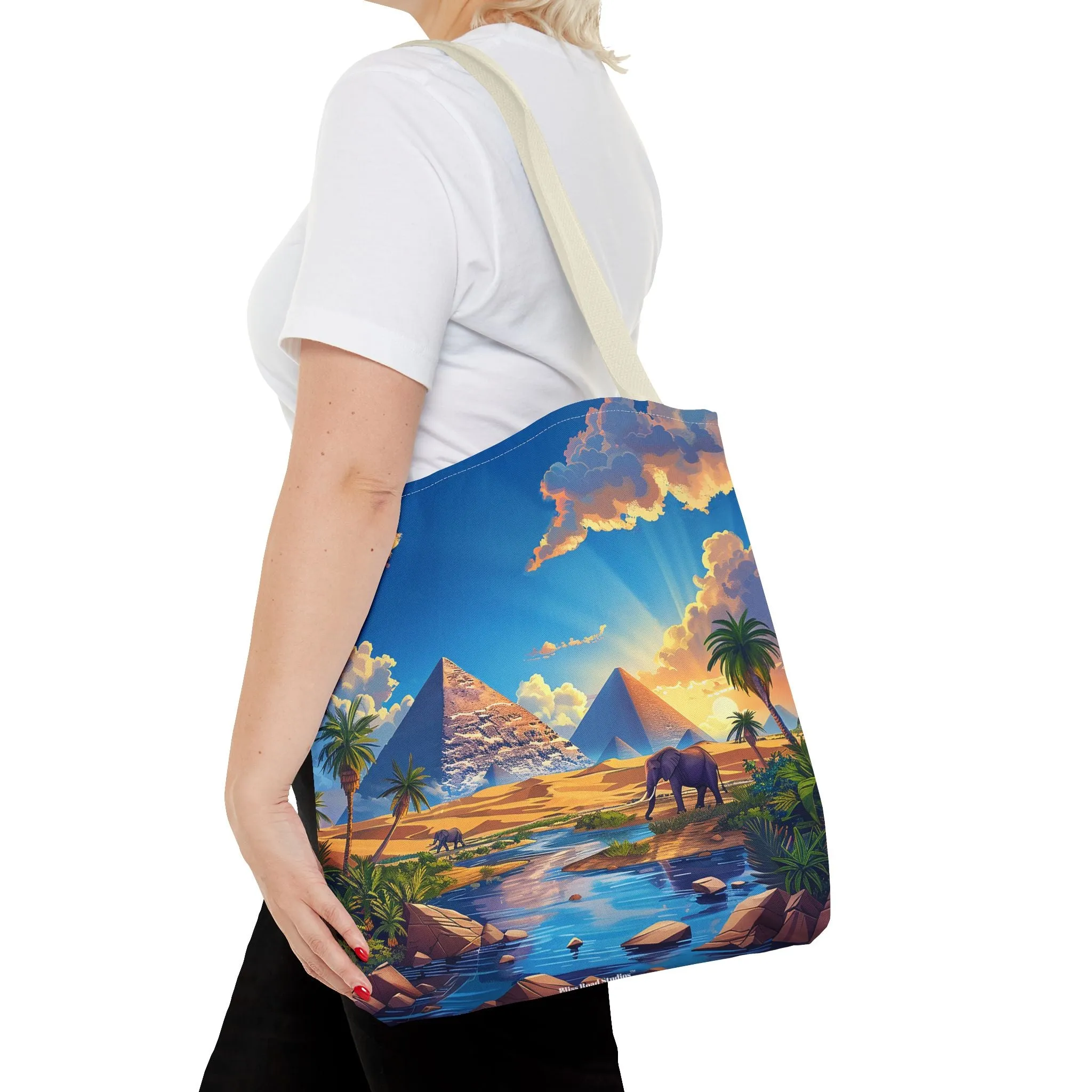 Pyramids of Giza Oasis Tote Bag - Ancient Wonders, Natural Serenity - All in One Bag! Available in 3 sizes.