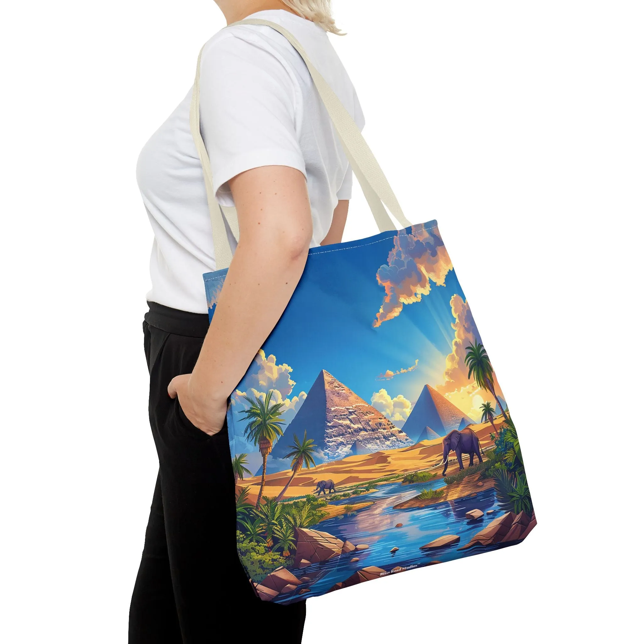 Pyramids of Giza Oasis Tote Bag - Ancient Wonders, Natural Serenity - All in One Bag! Available in 3 sizes.