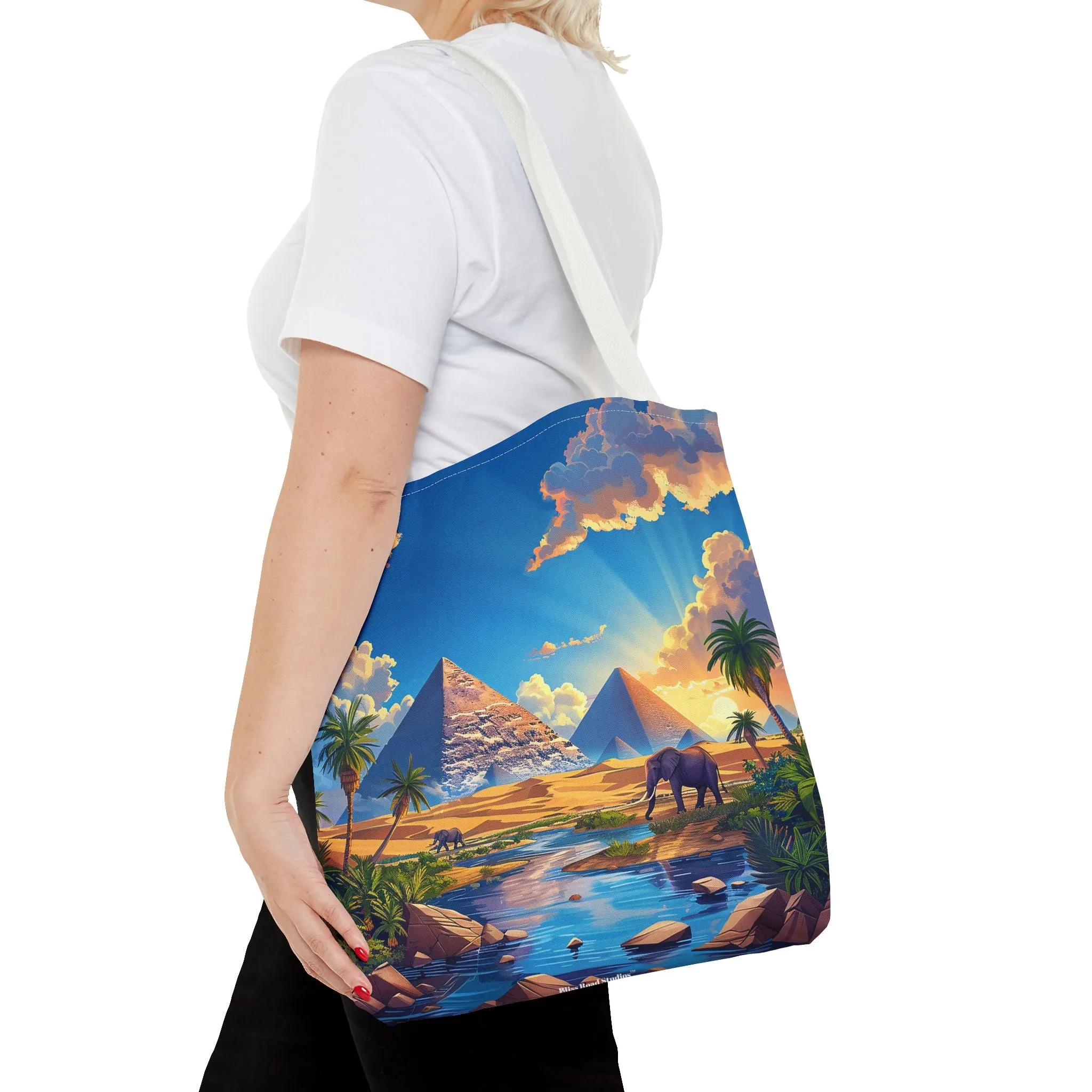 Pyramids of Giza Oasis Tote Bag - Ancient Wonders, Natural Serenity - All in One Bag! Available in 3 sizes.