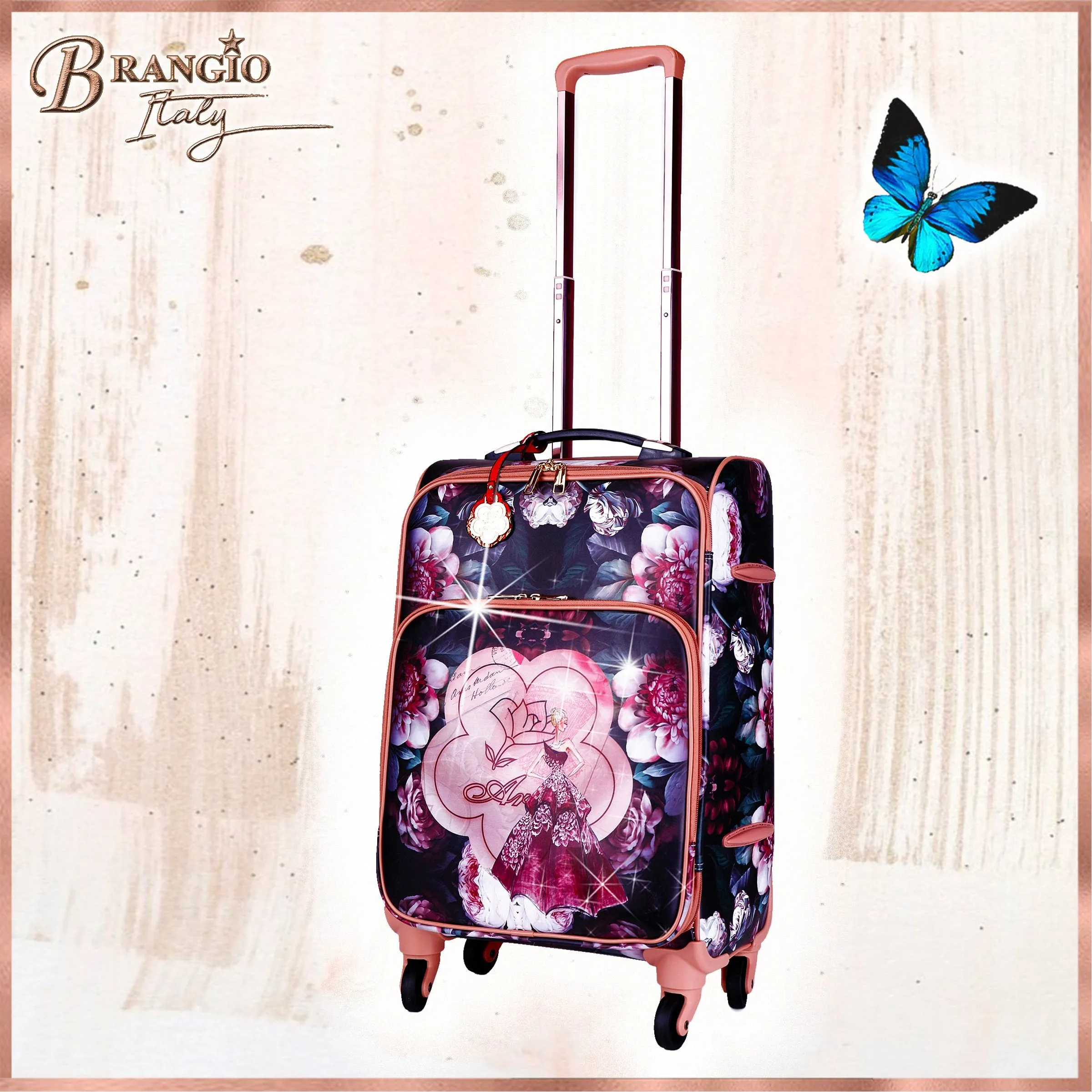 Queen Arosa Carry-on Vegan Leather Luggage With Spinners [BGL6999]