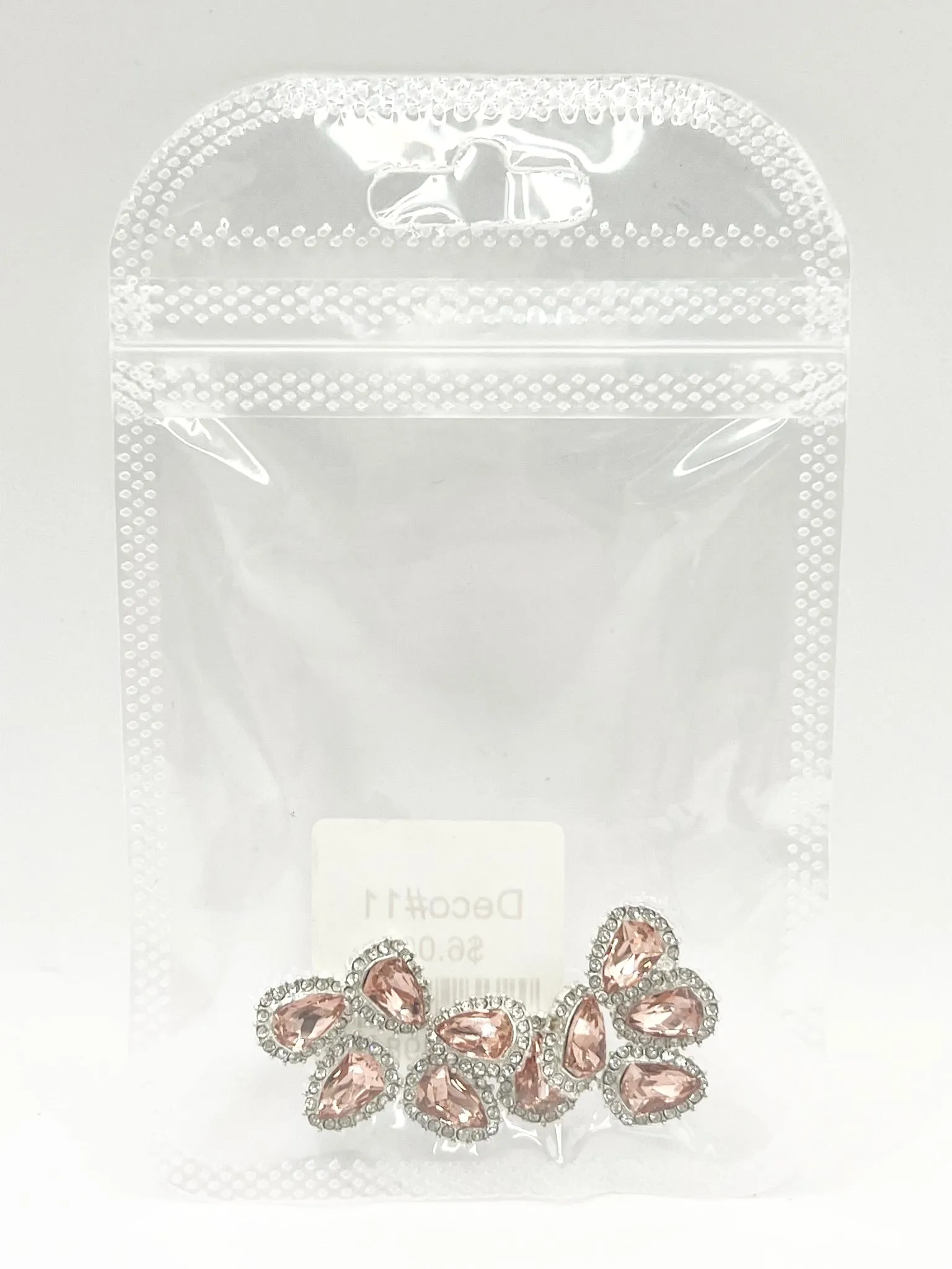 Queen - Nail Charms 10pc - #011 Silver Orange Teardrops with Crystals