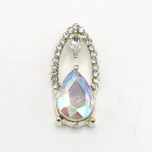 Queen - Nail Charms 10pc - #018 Gold Iridescent Gem Fingernail Charms with Crystals Outline