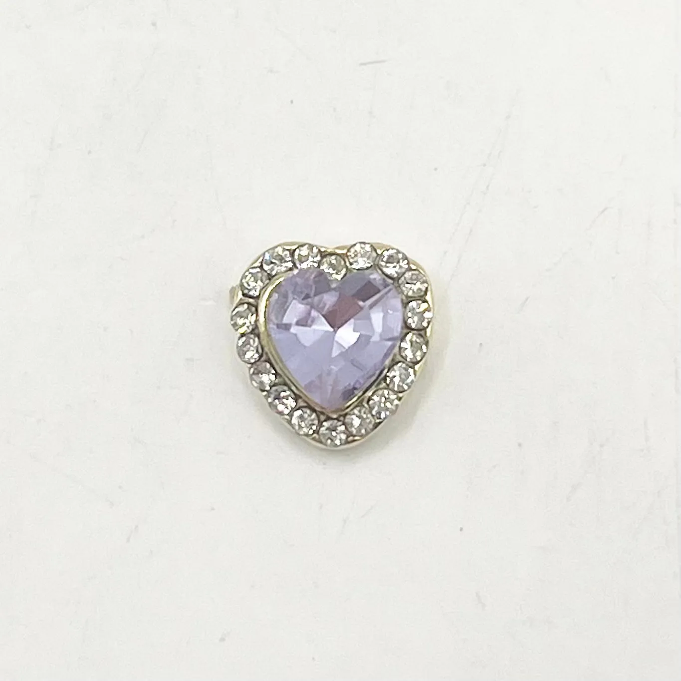 Queen - Nail Charms 10pc - #198 Gold Purple Hearts with Surrounding Crystals