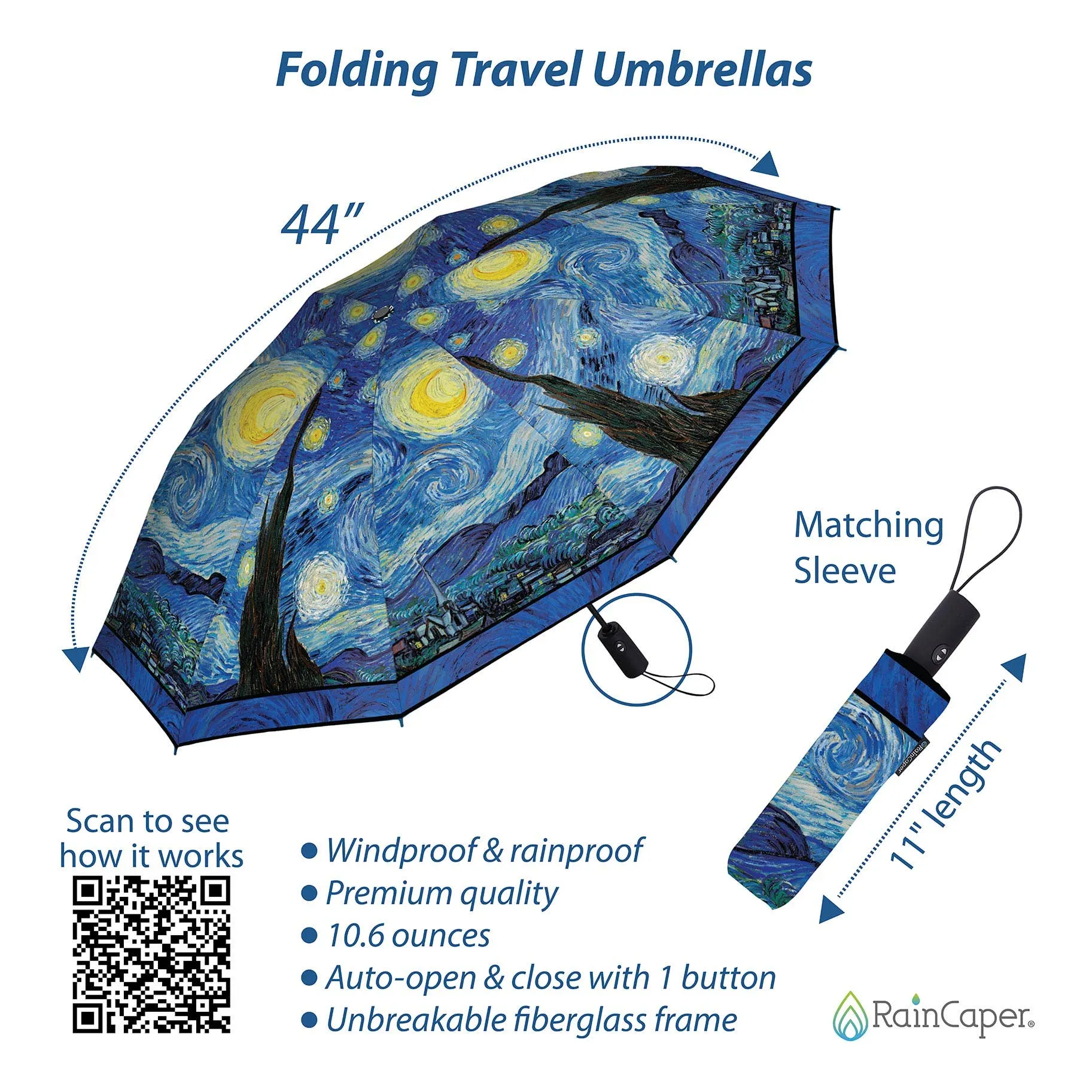 Rain Umbrella | van Gogh Starry Night Folding Travel Umbrella