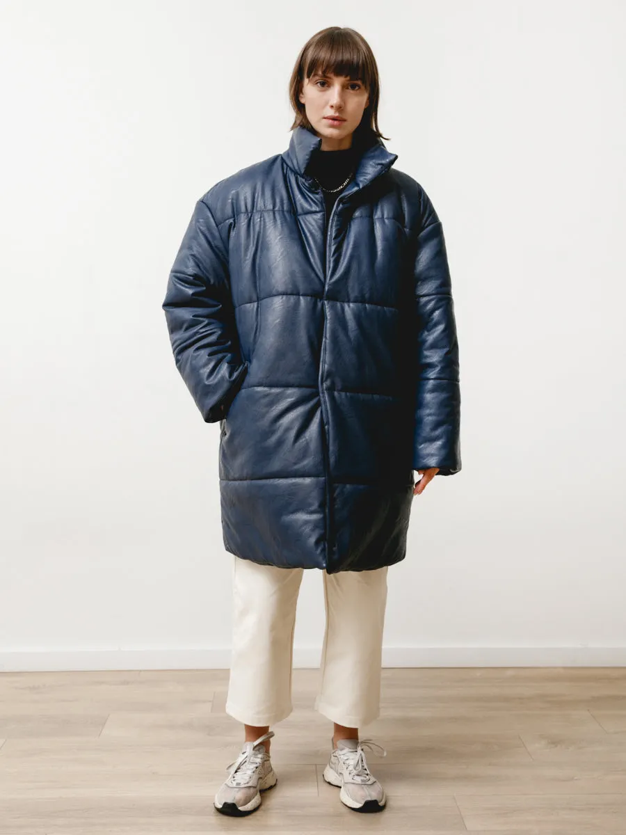 rare earth puffer - vegan leather blue nile
