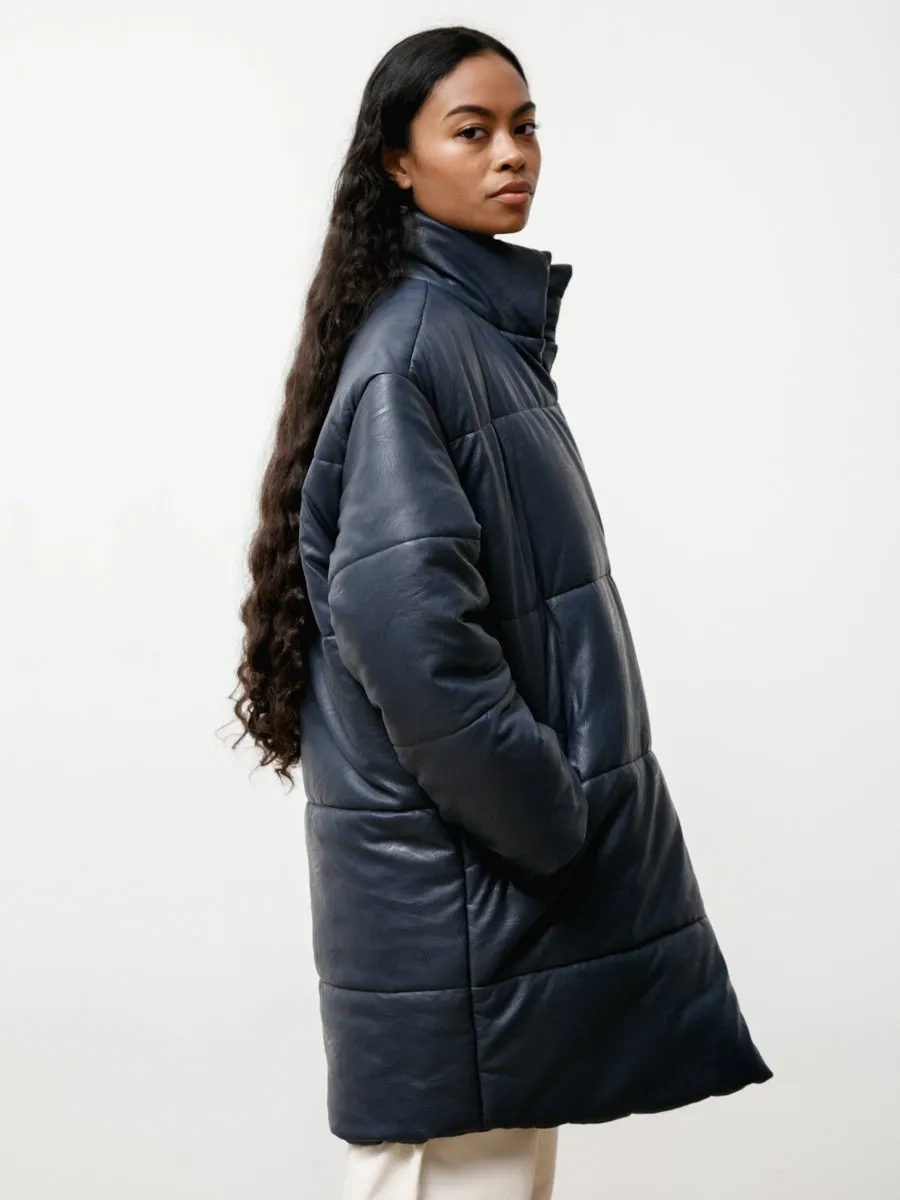 rare earth puffer - vegan leather blue nile