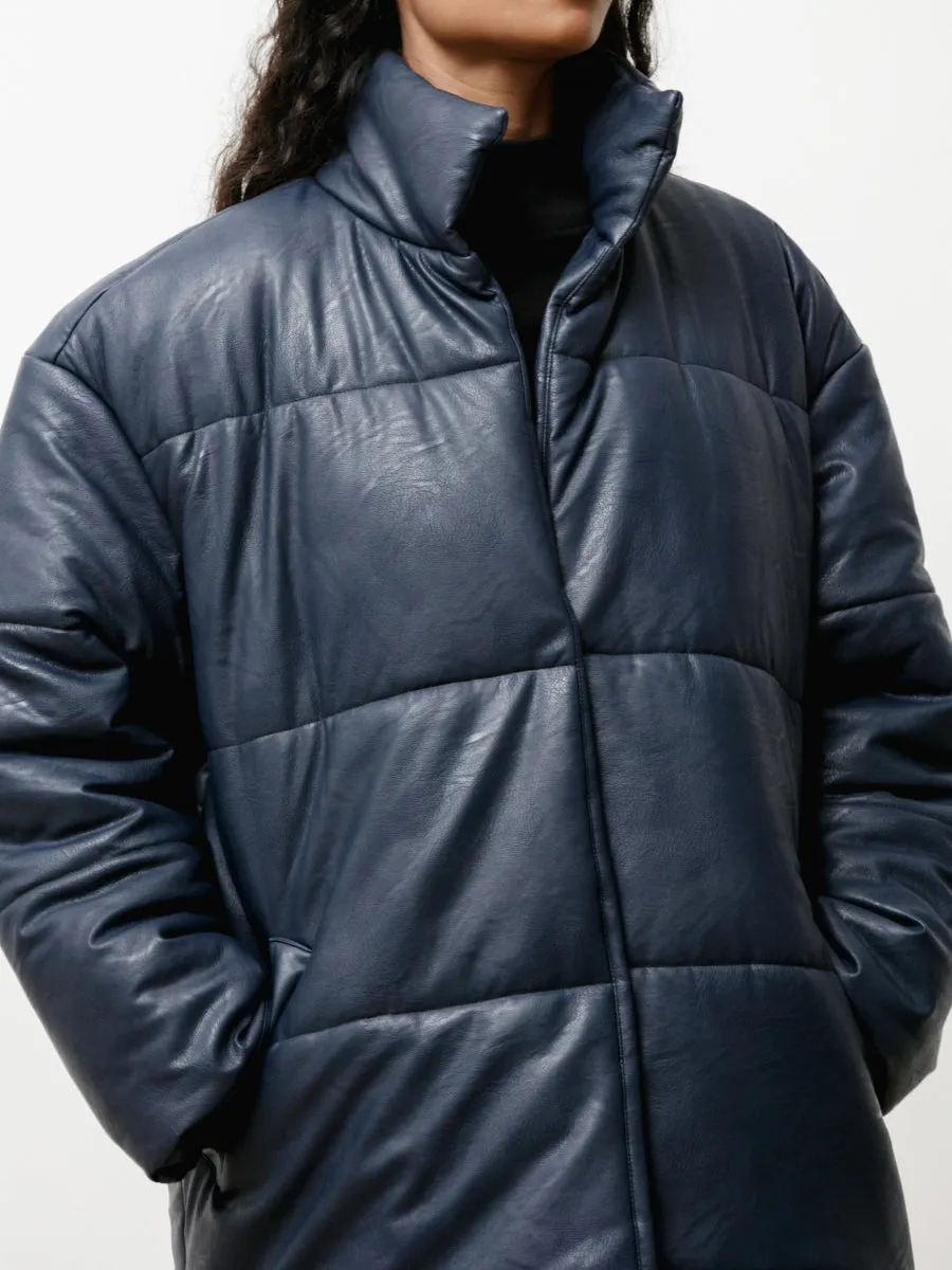 rare earth puffer - vegan leather blue nile