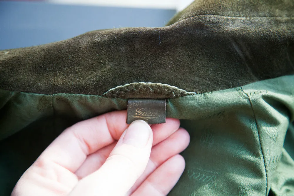Rare Vintage 1970s Gucci Designer Suede Leather Coat