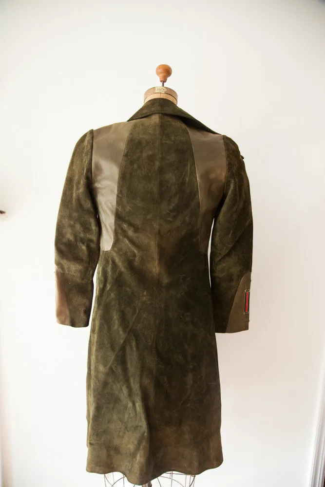 Rare Vintage 1970s Gucci Designer Suede Leather Coat