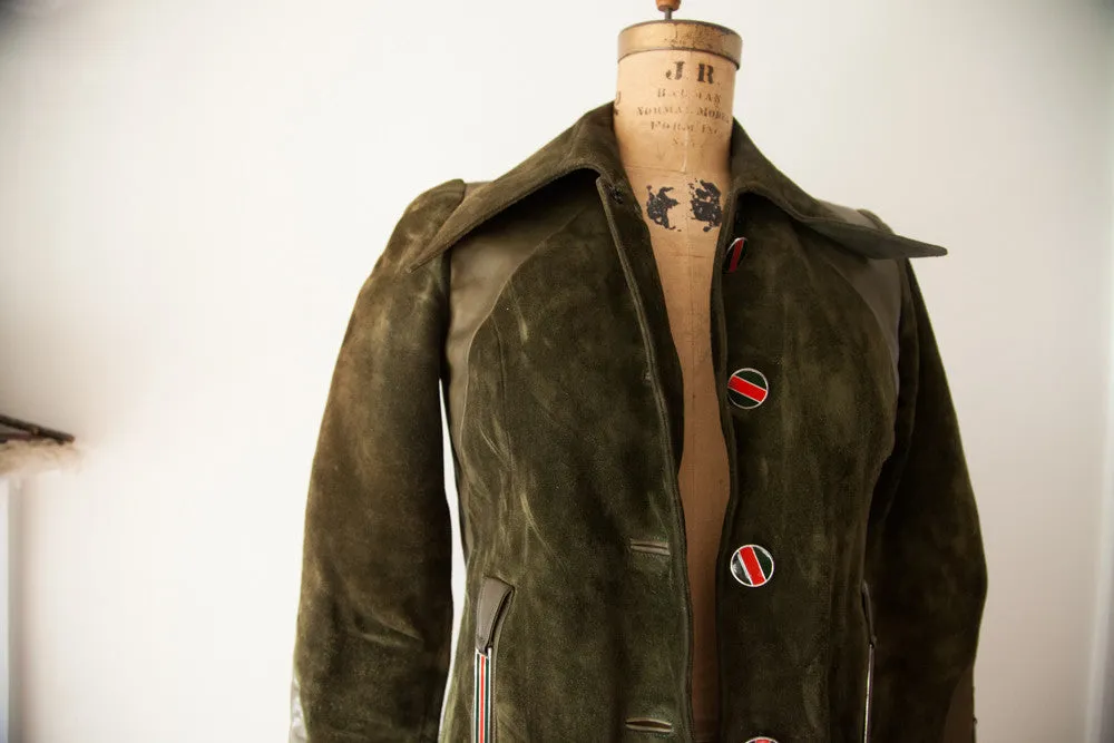 Rare Vintage 1970s Gucci Designer Suede Leather Coat