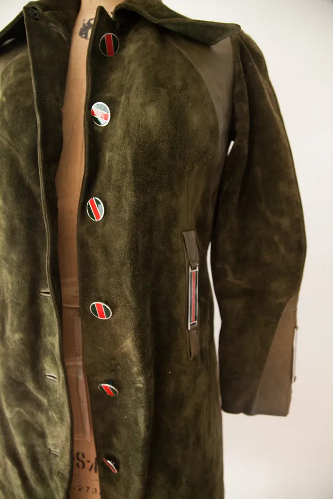Rare Vintage 1970s Gucci Designer Suede Leather Coat
