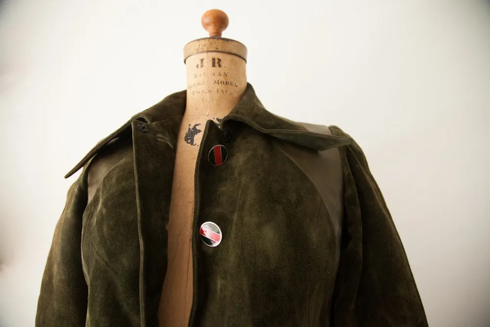 Rare Vintage 1970s Gucci Designer Suede Leather Coat