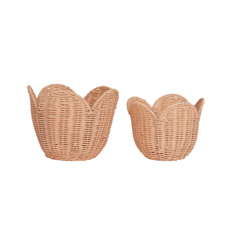 Rattan Lily Basket Set - Seashell Pink