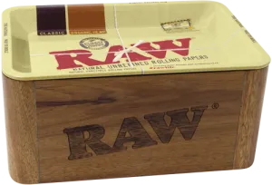 RAW Authentic Cache Mini Box - Wooden Stash Box With Tray (1 Count)