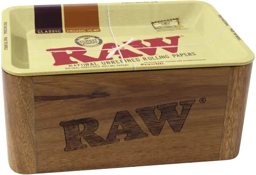 RAW Authentic Cache Mini Box - Wooden Stash Box With Tray (1 Count)