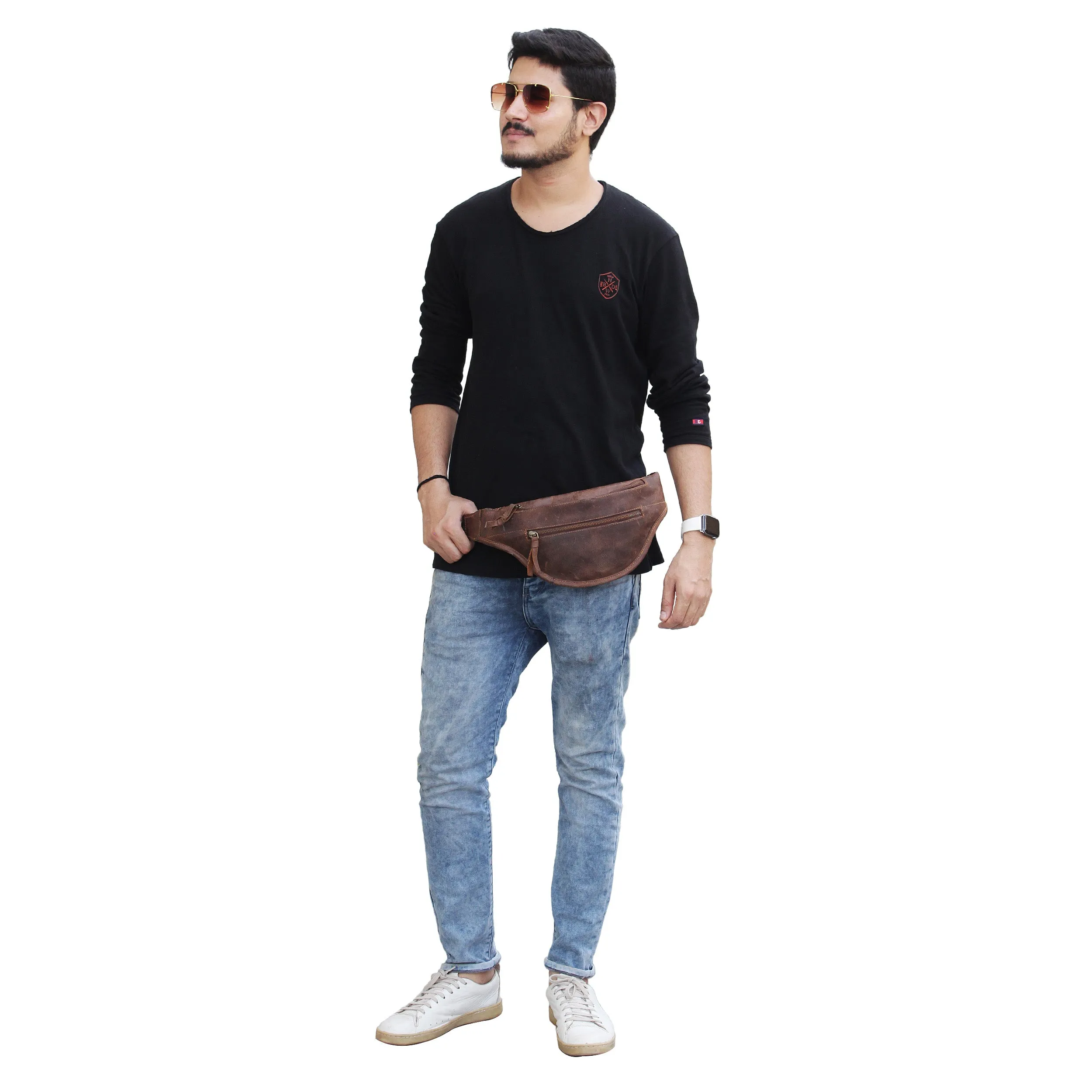 Real Leather Fanny Bag- Brown