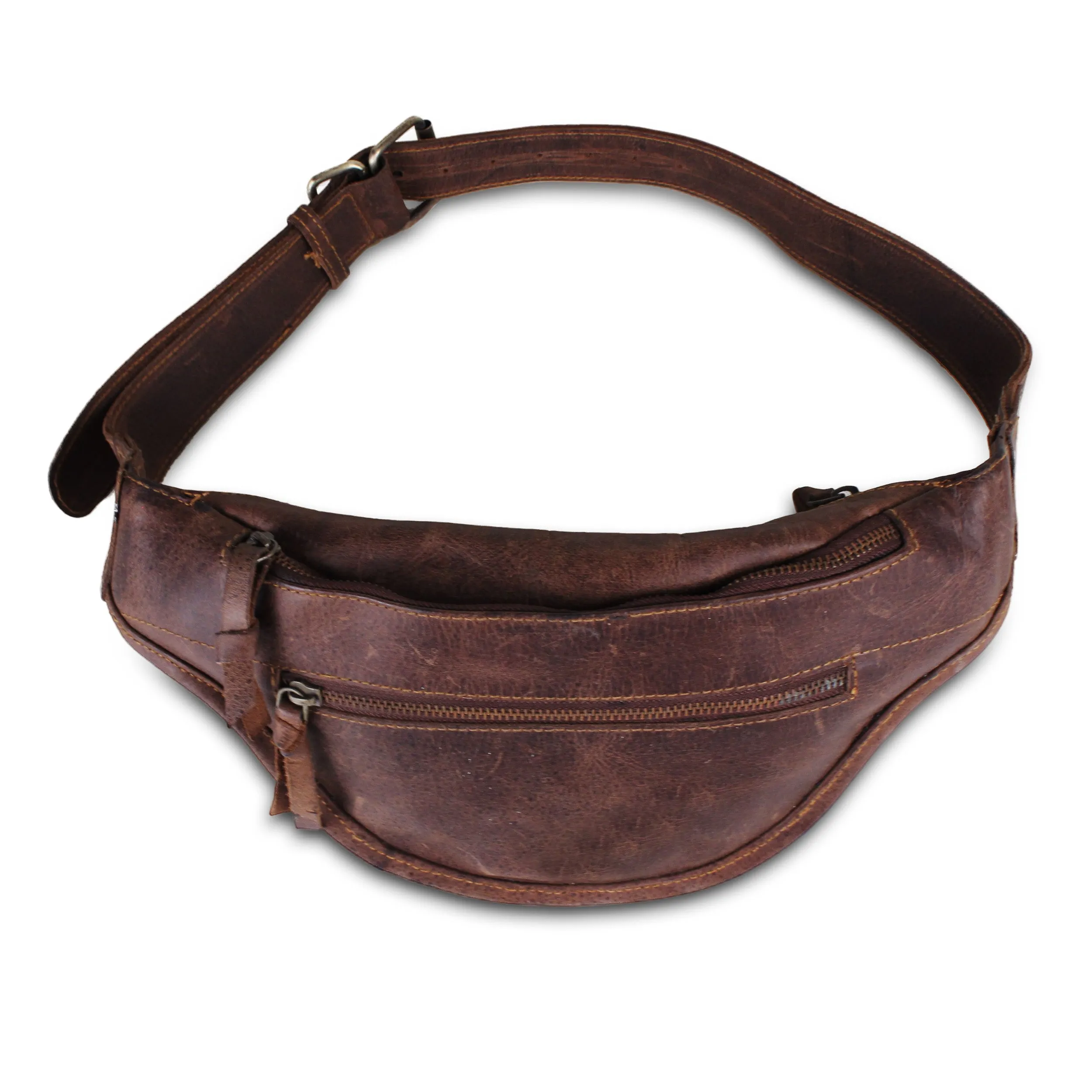 Real Leather Fanny Bag- Brown