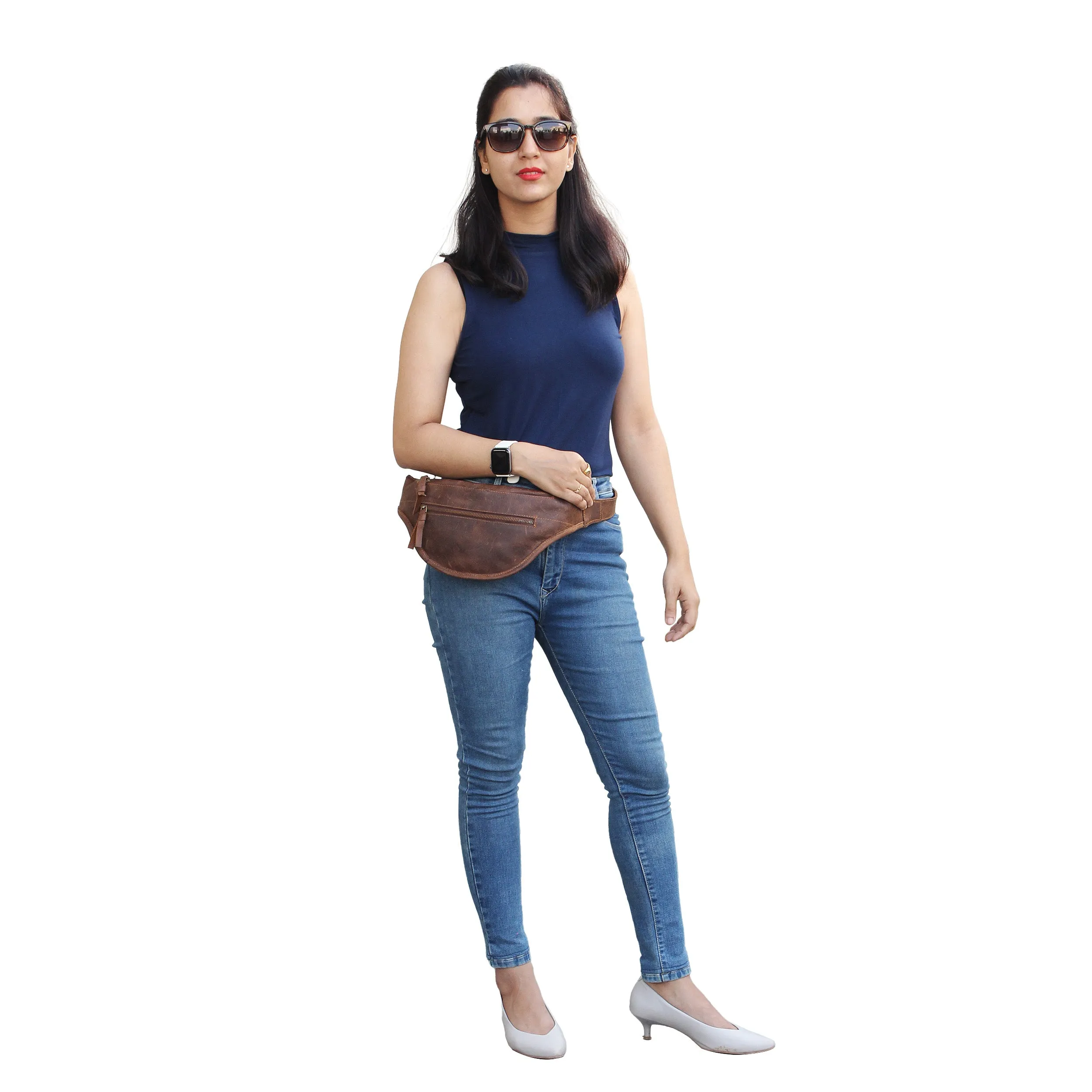 Real Leather Fanny Bag- Brown