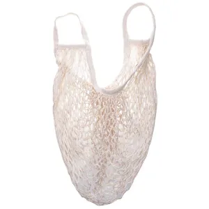Reusable Foldable Mesh Shopping Bag, Net Market String Turtle Bag Organizer Grocery Fruit Storage Handles Handbag Totes Multipurpose, Eco Friendly, Washable, Durable, Lightweight (White)