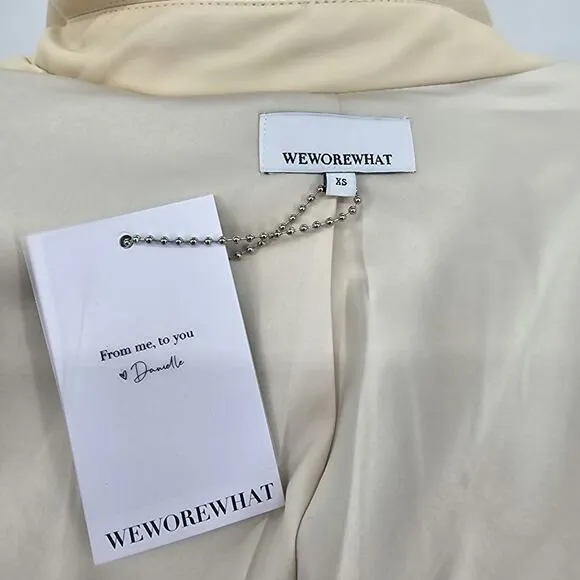 Revolve Weworewhat Woman XS Vegan Leather Blazer Fully Lined Ivory Academia NEW