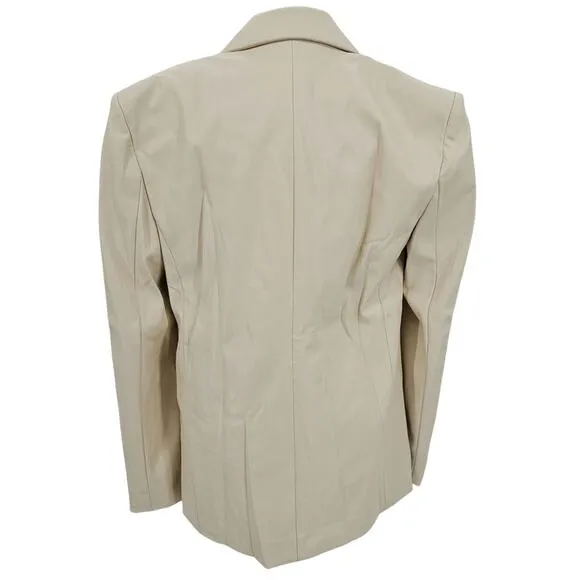 Revolve Weworewhat Woman XS Vegan Leather Blazer Fully Lined Ivory Academia NEW