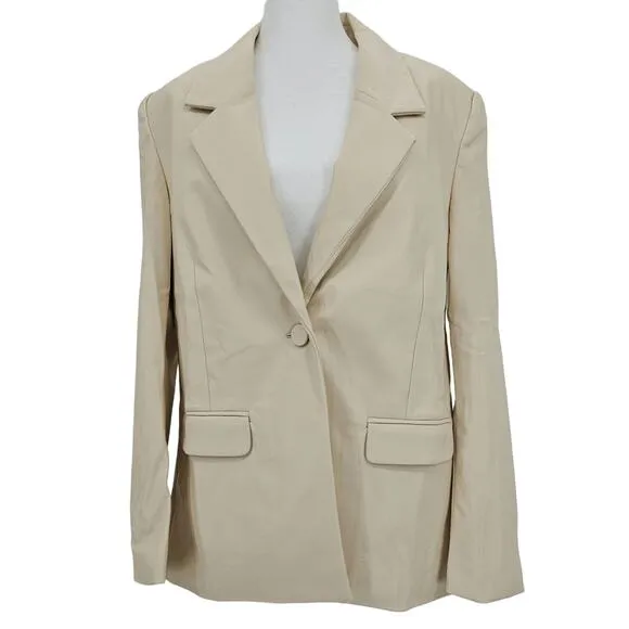 Revolve Weworewhat Woman XS Vegan Leather Blazer Fully Lined Ivory Academia NEW
