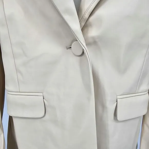 Revolve Weworewhat Woman XS Vegan Leather Blazer Fully Lined Ivory Academia NEW