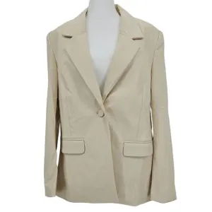 Revolve Weworewhat Woman XS Vegan Leather Blazer Fully Lined Ivory Academia NEW