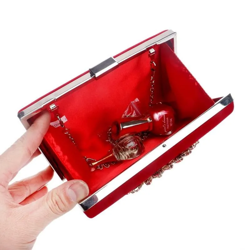 Rhinestone Evening Clutches for Weddings Suede Handbags