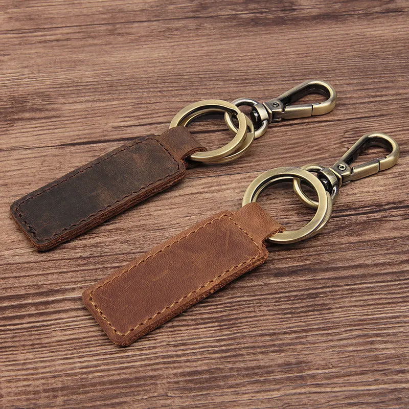 Rockcow Full Grain Leather Key Chain Personalized Key Ring Husband Gift Boyfriend Gift 8432