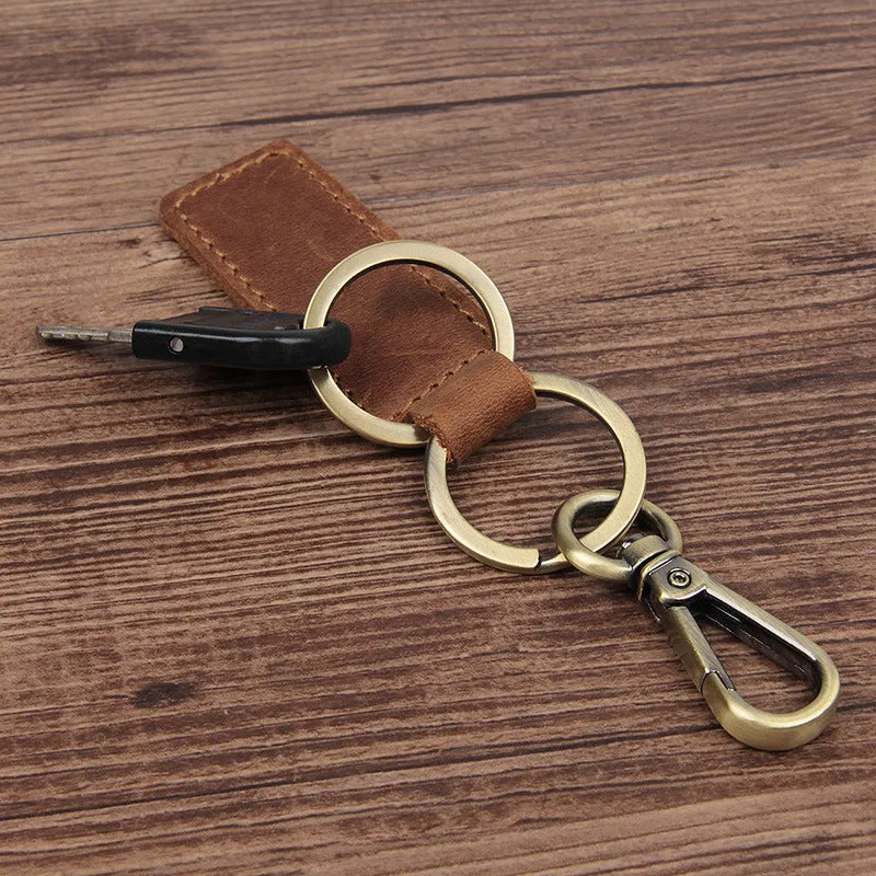 Rockcow Full Grain Leather Key Chain Personalized Key Ring Husband Gift Boyfriend Gift 8432