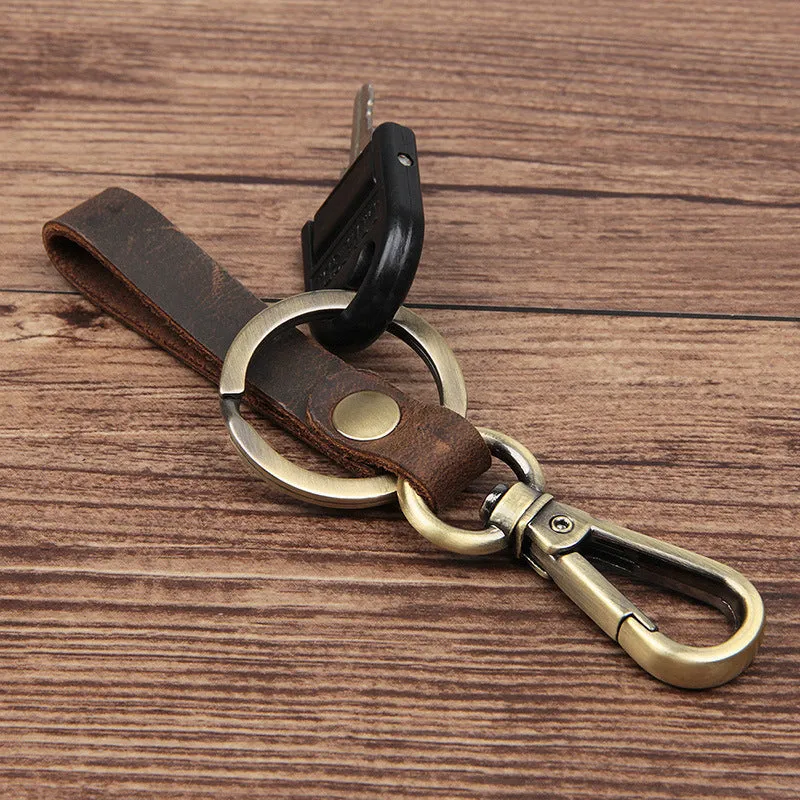 Rockcow Full Grain Leather Key Chain Personalized Key Ring Husband Gift Boyfriend Gift 8432