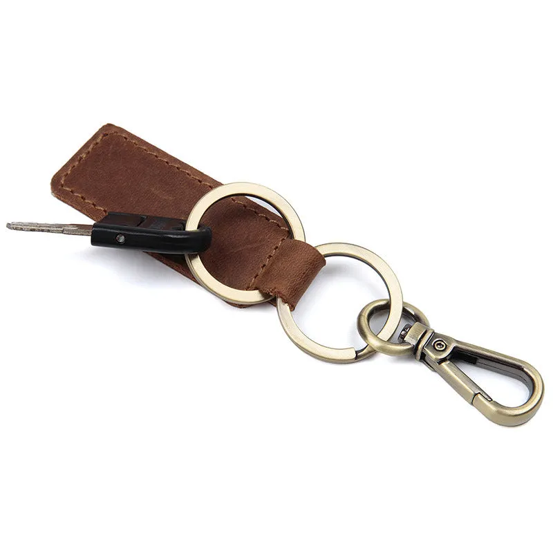 Rockcow Full Grain Leather Key Chain Personalized Key Ring Husband Gift Boyfriend Gift 8432
