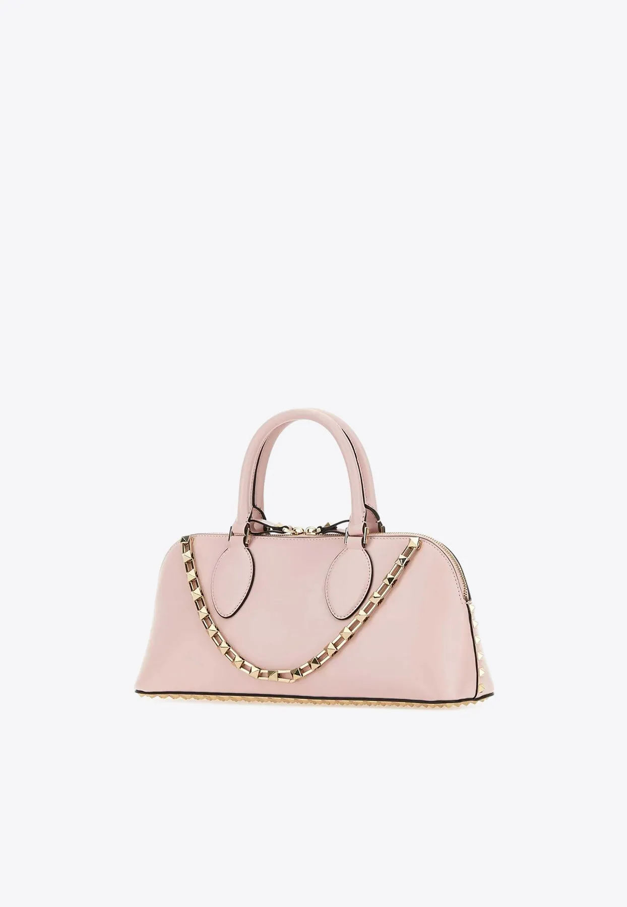Rockstud Leather Top Handle Bag